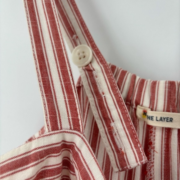 Marine Layer Wide Leg Cropped Jumpsuit Red Ivory Striped Size Small - Picture 6 of 10